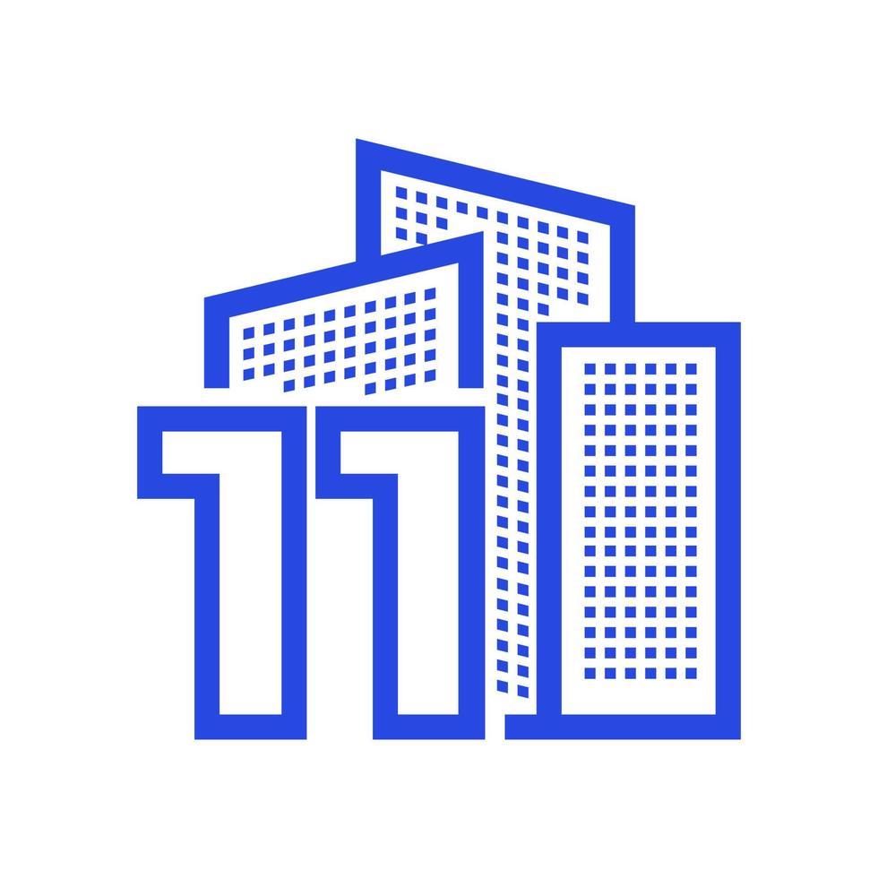 número 11 con diseño de logotipo de apartamento símbolo gráfico vectorial icono ilustración idea creativa vector