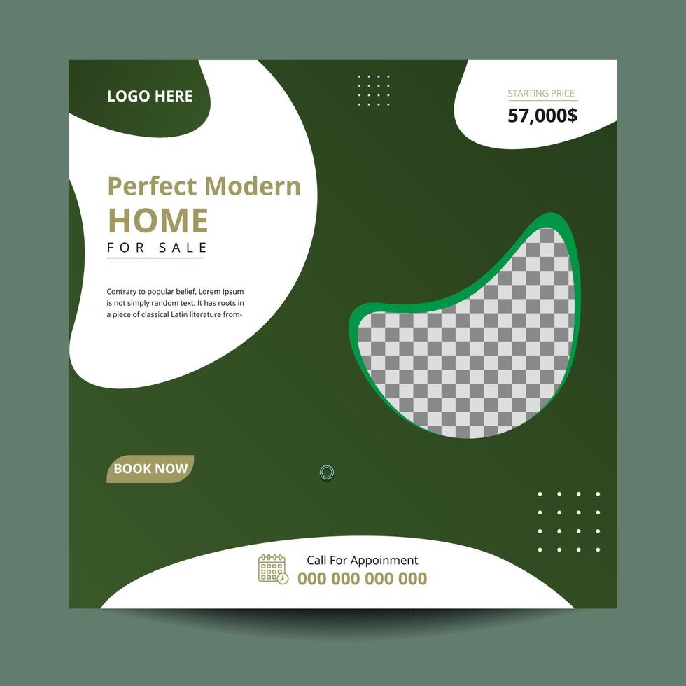 Real estate social media post design template vector