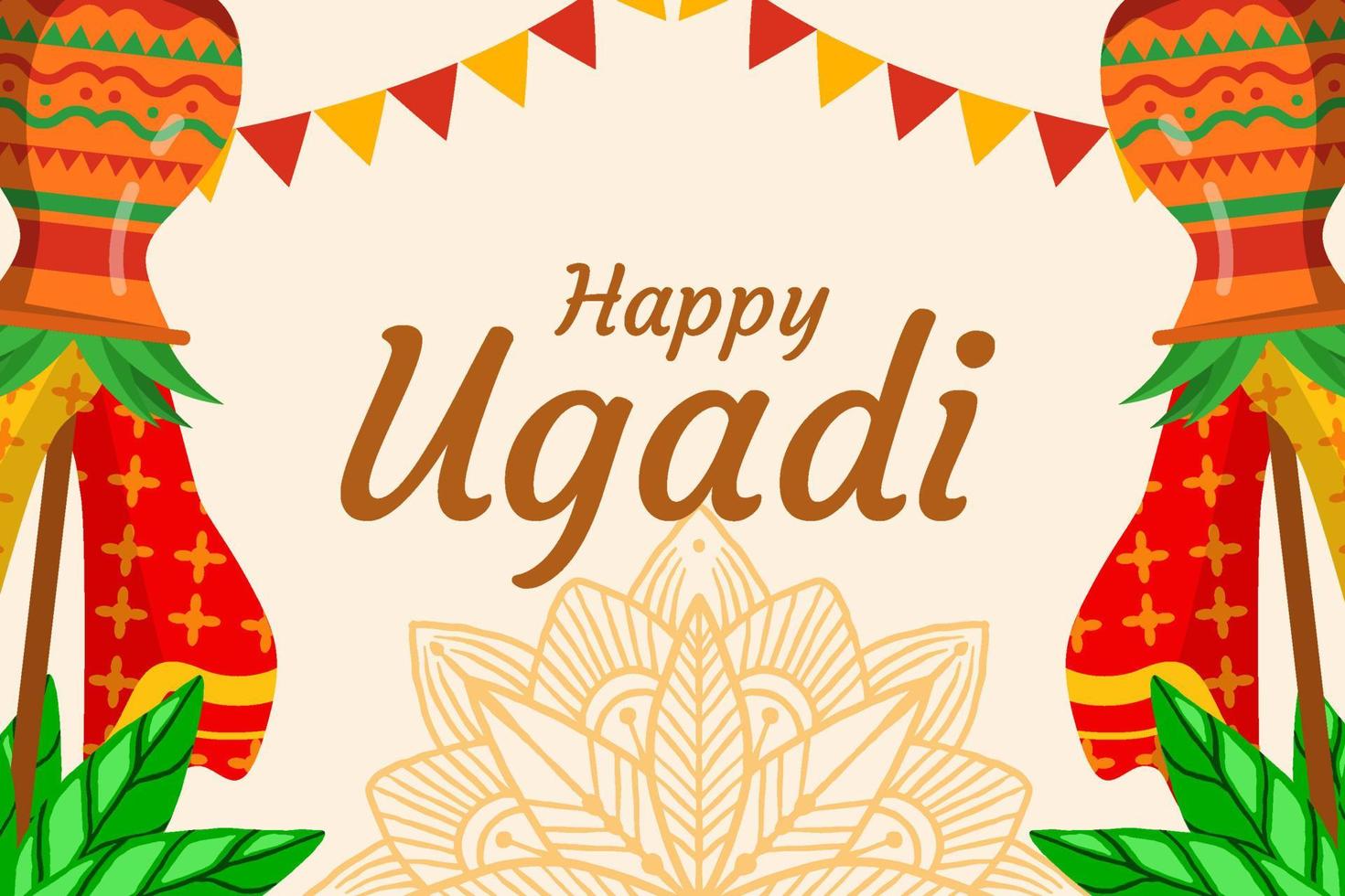 feliz ugadi ilustración fondo diseño plano vector