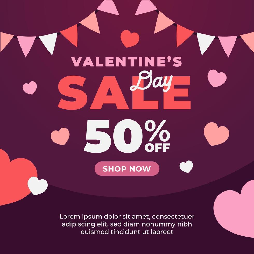 Happy Valentine's Day sale horizontal banners vector