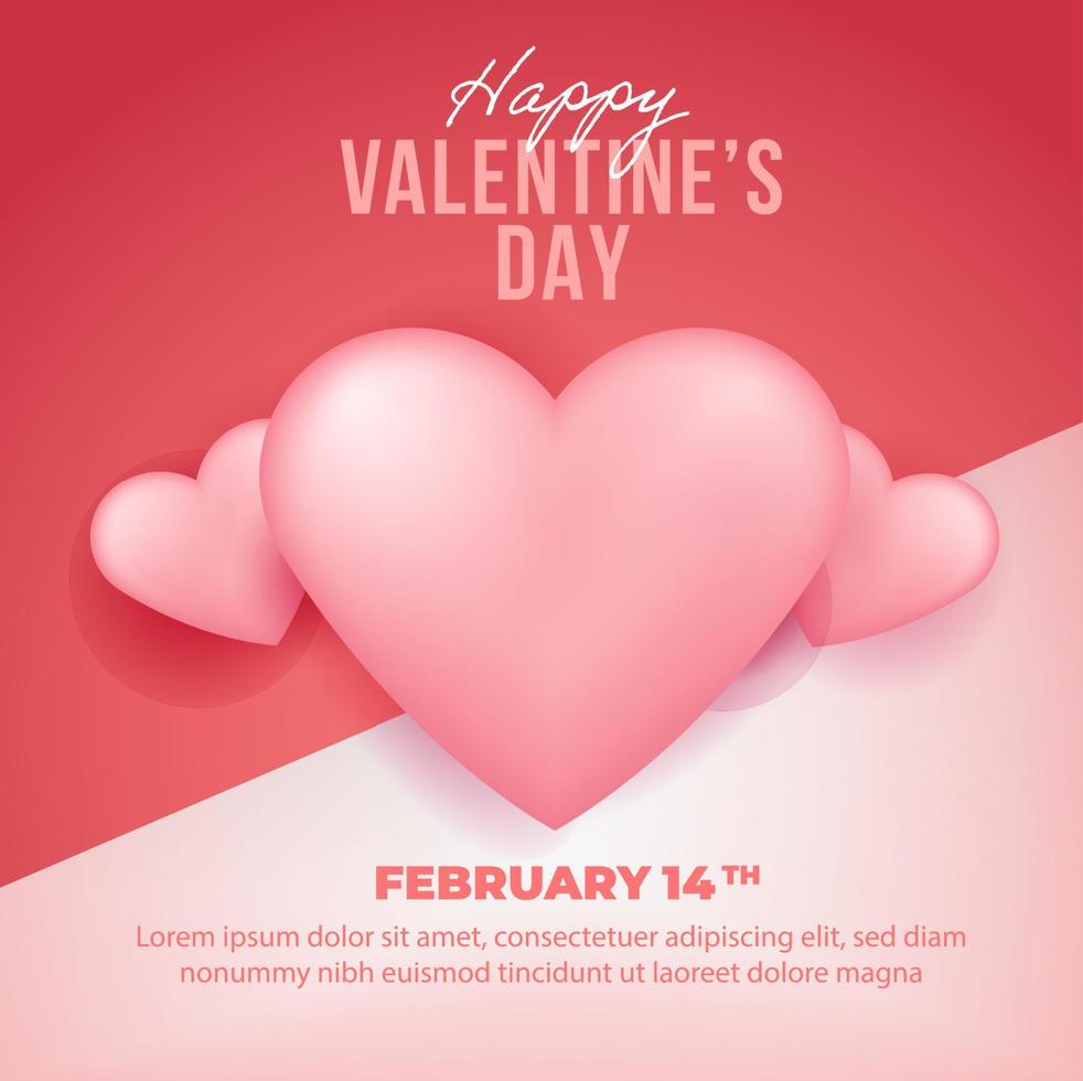Happy Valentine's Day social media post template vector