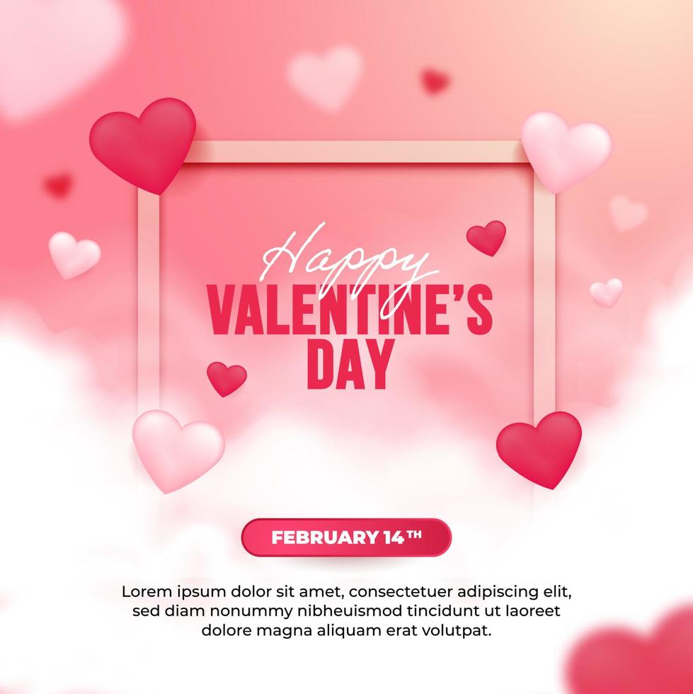 Happy Valentine's Day social media post template vector