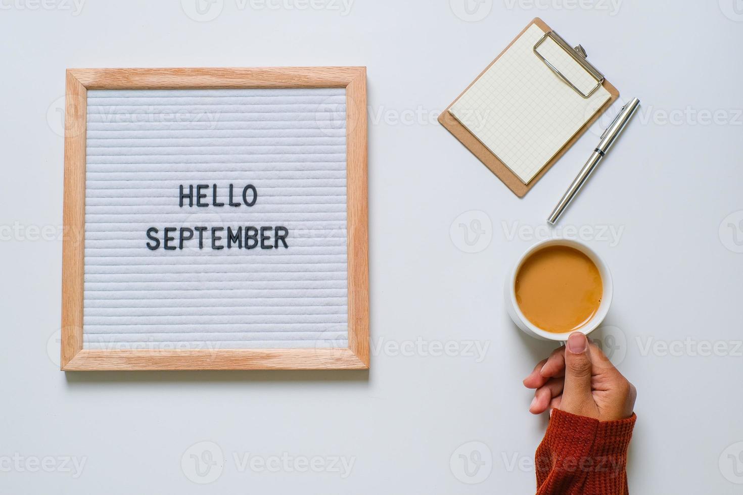 Hello September greeting concept photo