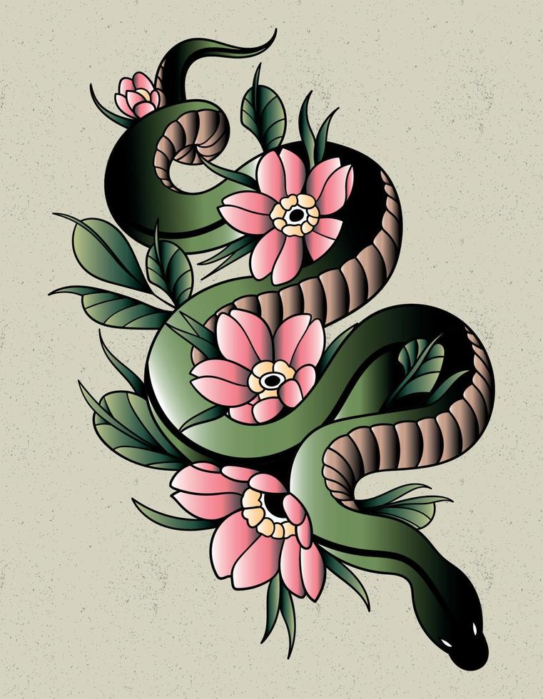 snake tattoo japan style vector