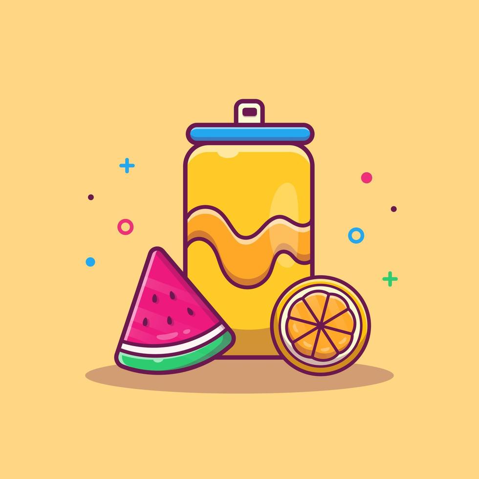 refresco de naranja con ilustración de icono de vector de dibujos animados de sandía. alimento naturaleza icono concepto aislado premium vector. estilo de dibujos animados plana