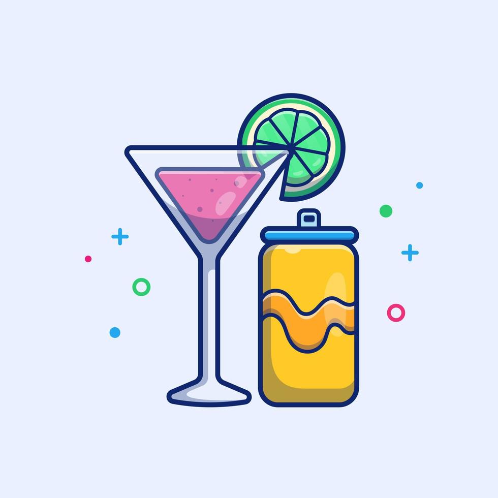 jugo de limón con refresco de naranja bebida enlatada ilustración de icono de vector de dibujos animados. alimento naturaleza icono concepto aislado premium vector. estilo de dibujos animados plana