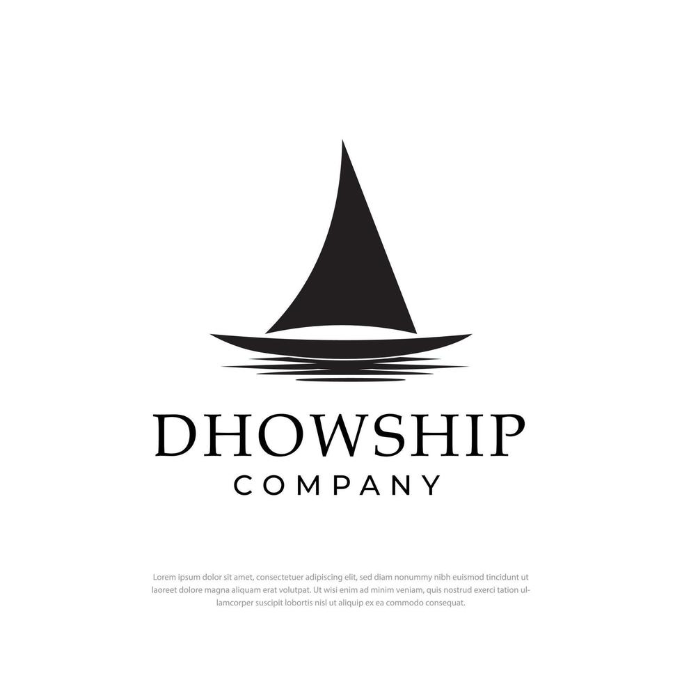 silueta de diseño de logotipo de dhow, velero tradicional, plantilla de diseño simple vector