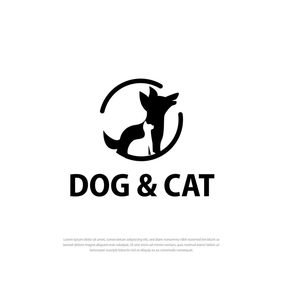 Pet shop cat dog logo, vet, animal health illustration, design template vector