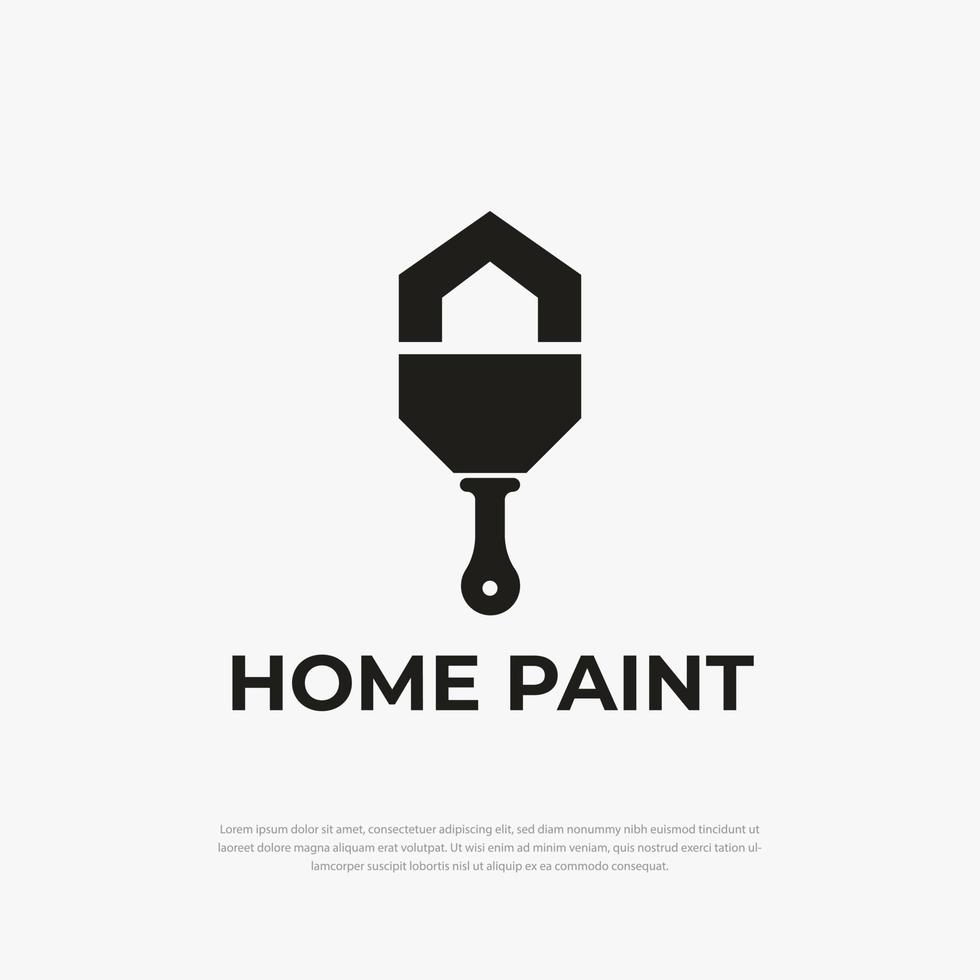 House logo with brush concept. Home renovation icon. Painting service icon. vector