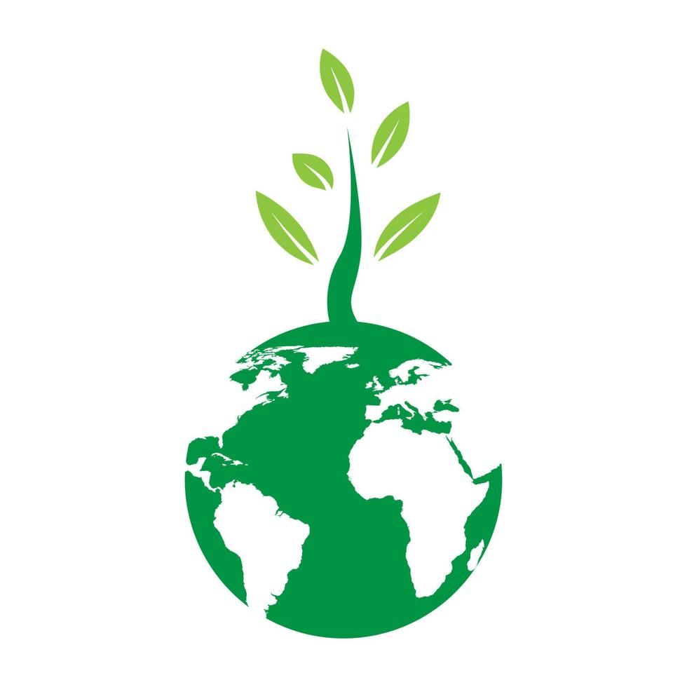 círculo abstracto tierra con planta árbol logotipo símbolo vector icono ilustración diseño gráfico