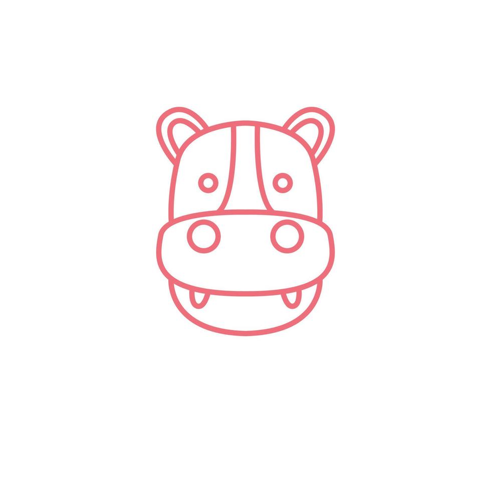 face cartoon cute line hippo logo design vector graphic symbol icon illustration creative idea