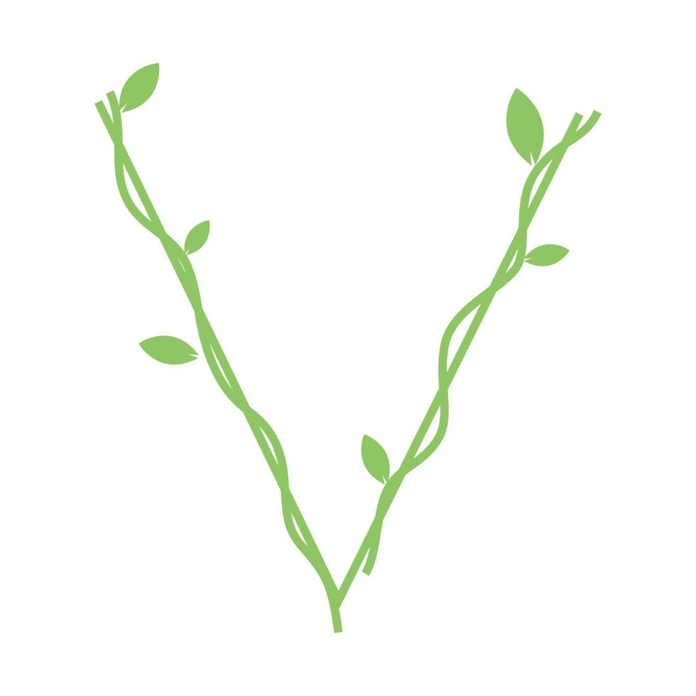 letter V with vines tree logo symbol vector icon illustration graphic design