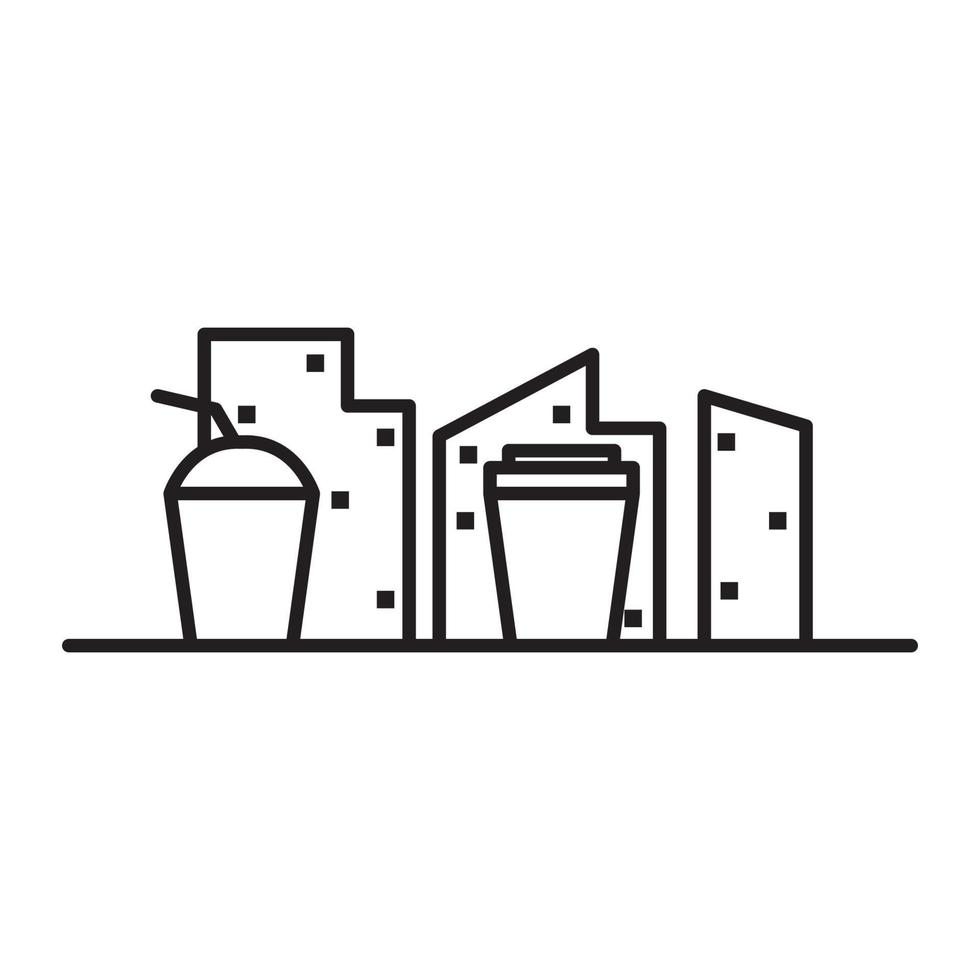 Ciudad de líneas con bebida fresca logotipo símbolo vector icono ilustración diseño gráfico