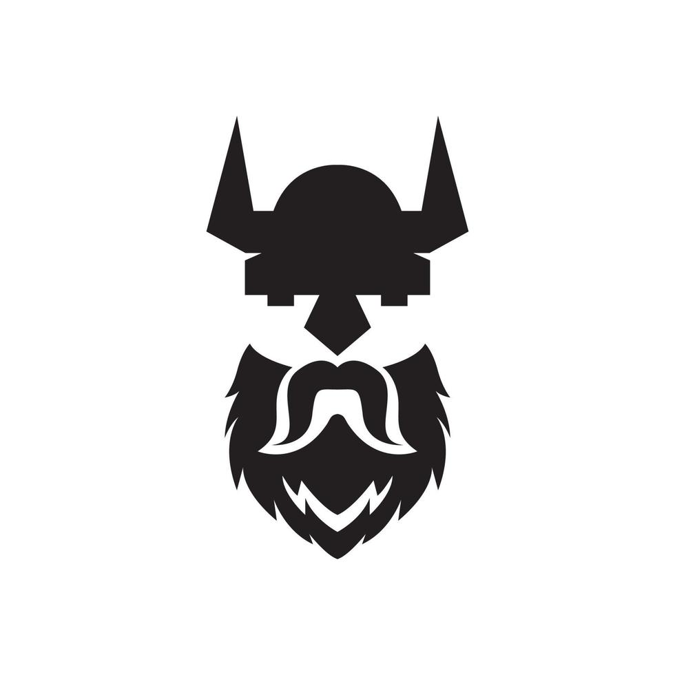 diseño de logotipo de barba larga vikinga de cara negra, símbolo gráfico vectorial icono ilustración idea creativa vector