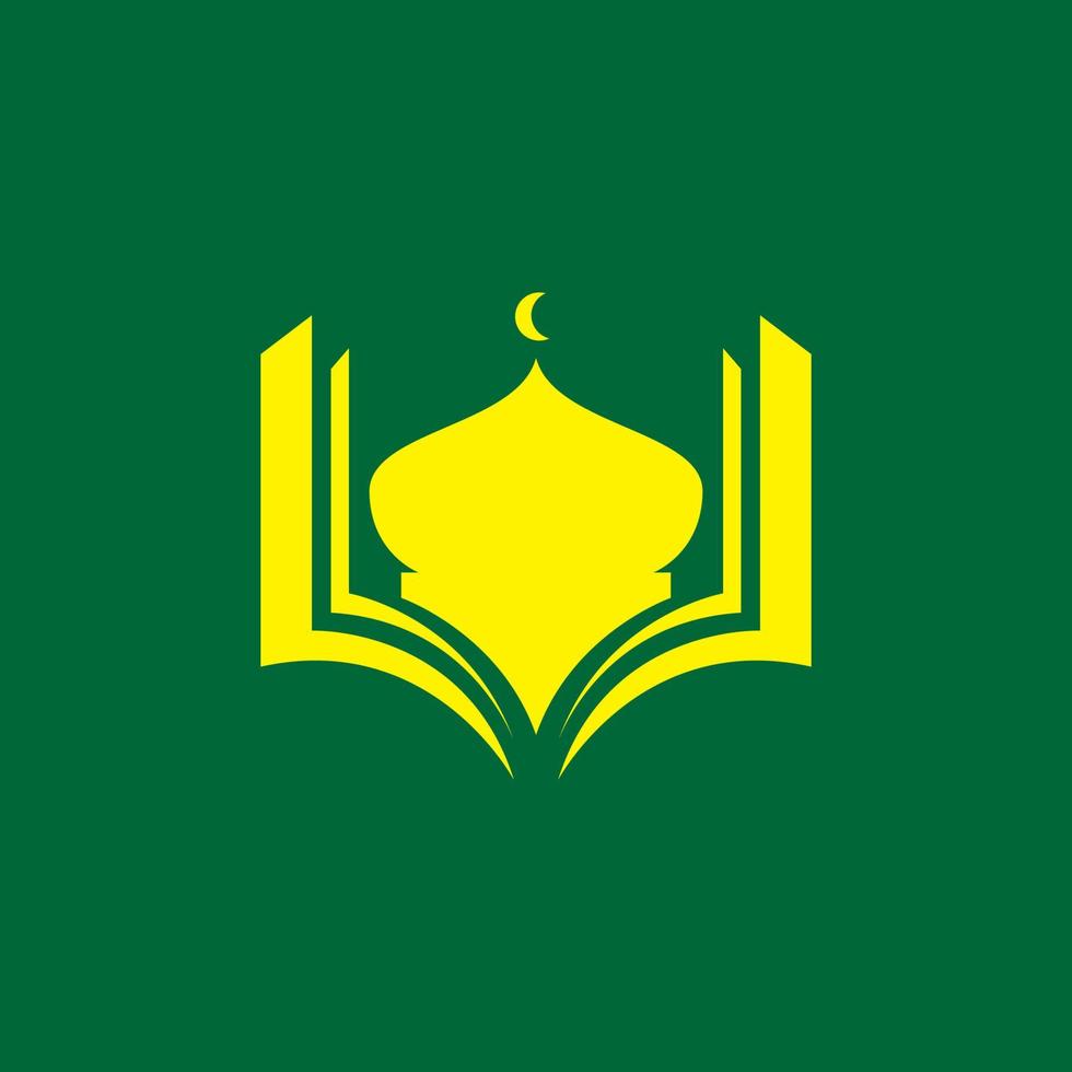 mezquita de cúpula plana con diseño de logotipo de libro abierto, símbolo gráfico vectorial icono ilustración idea creativa vector