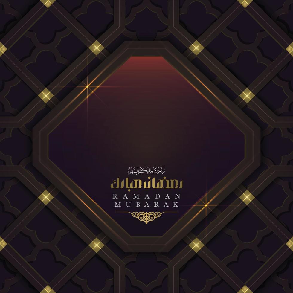 Ramadan Kareem Greeting Card Islamic Floral Pattern vector design with beautiful arabic calligraphy for background, wallpaper, banner, cover, flyer. translation of text Blessed Festival