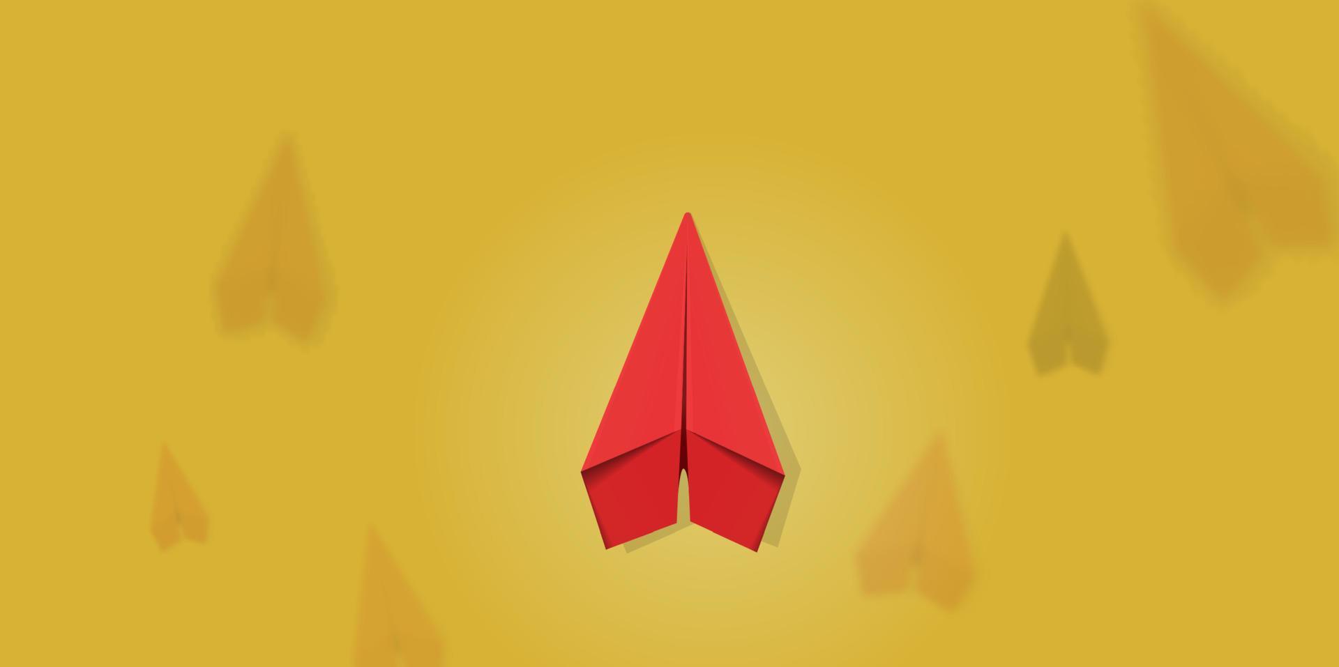 Paper planes take off concept for start-up business, leadership, success, and marketing strategy and goals. Design with folded planes. The idea for solving problems, independence, and opportunity. vector