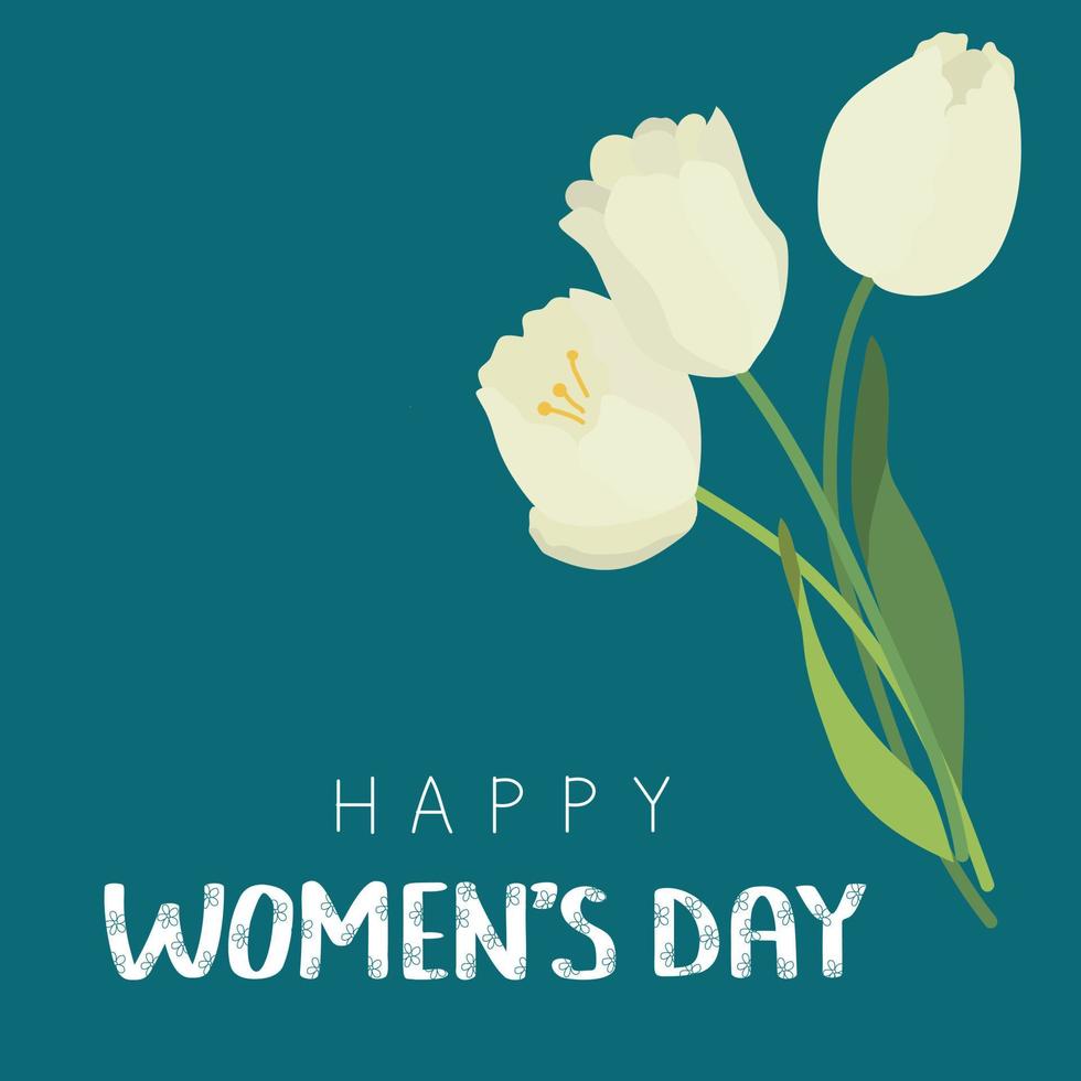 Happy Women's Day card with tulips vector