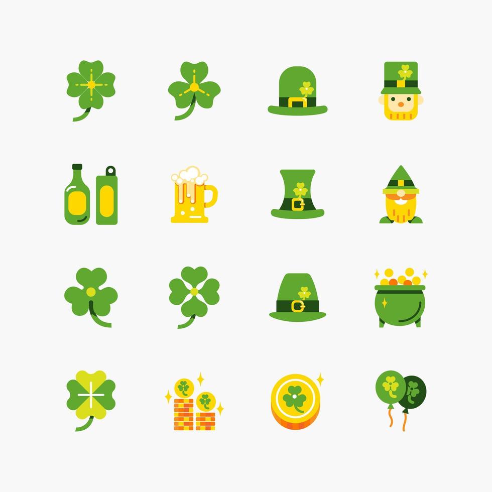 Bundle of Saint Patricks Day flat line icons collection. simple  design vector
