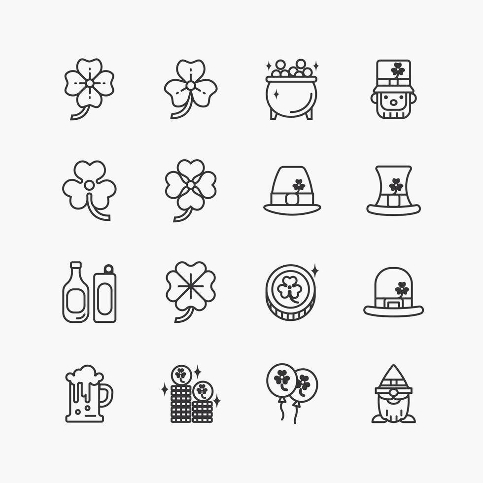 Bundle of Saint Patricks Day flat line icons collection. simple  design vector
