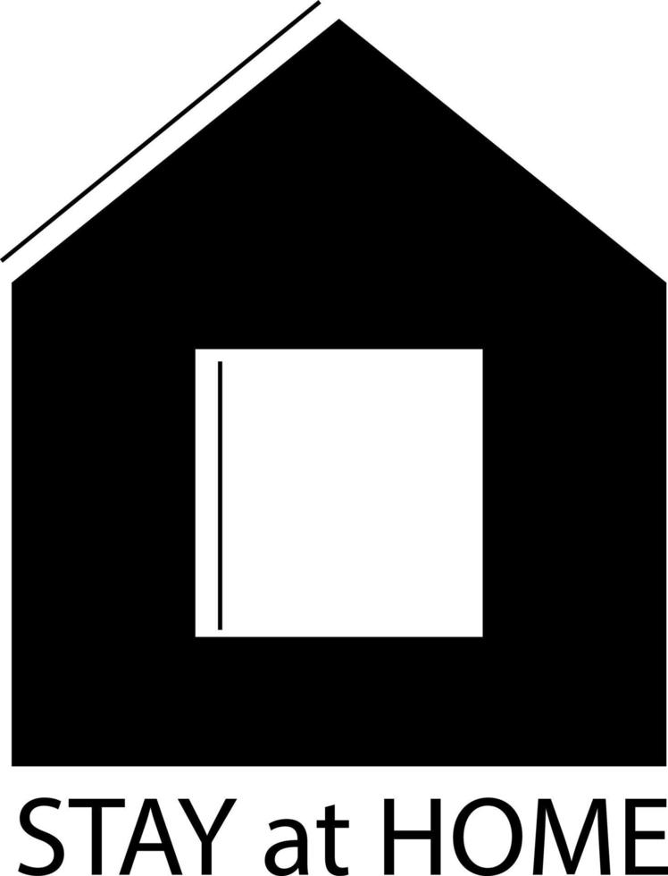 Stay at home slogan with house vector illustration. Isolated icon on white background. Protection campaign or measure from coronavirus, COVID-19.