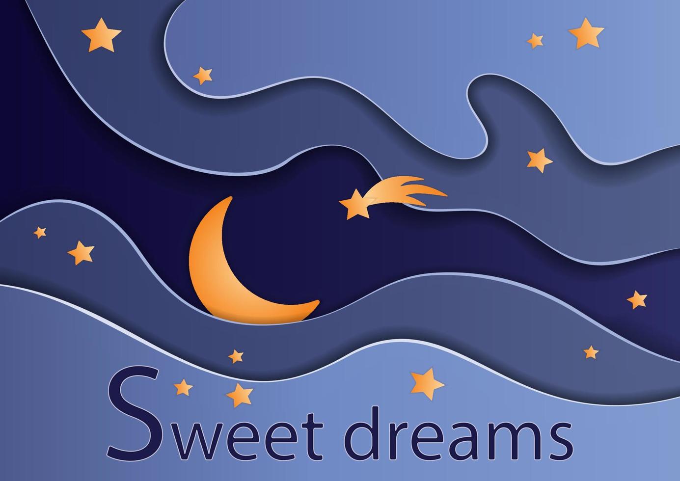 Moon and stars in the sky, sweet dreams paper cut vector ...