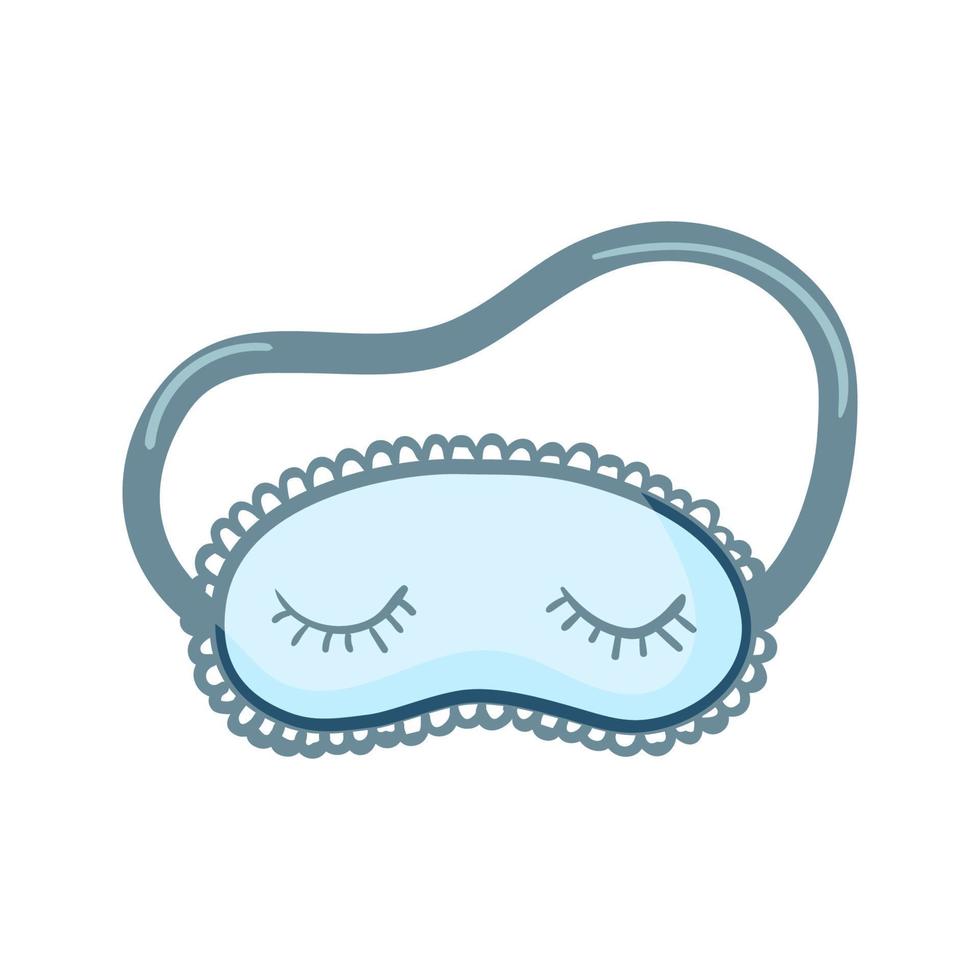 Sleeping mask vector ikon. Sleeping night eye accessory blindfold relax in traveling illustration. Nighty sleepy face protection asleep flat cartoon isolated on white for poster, sticker, cards