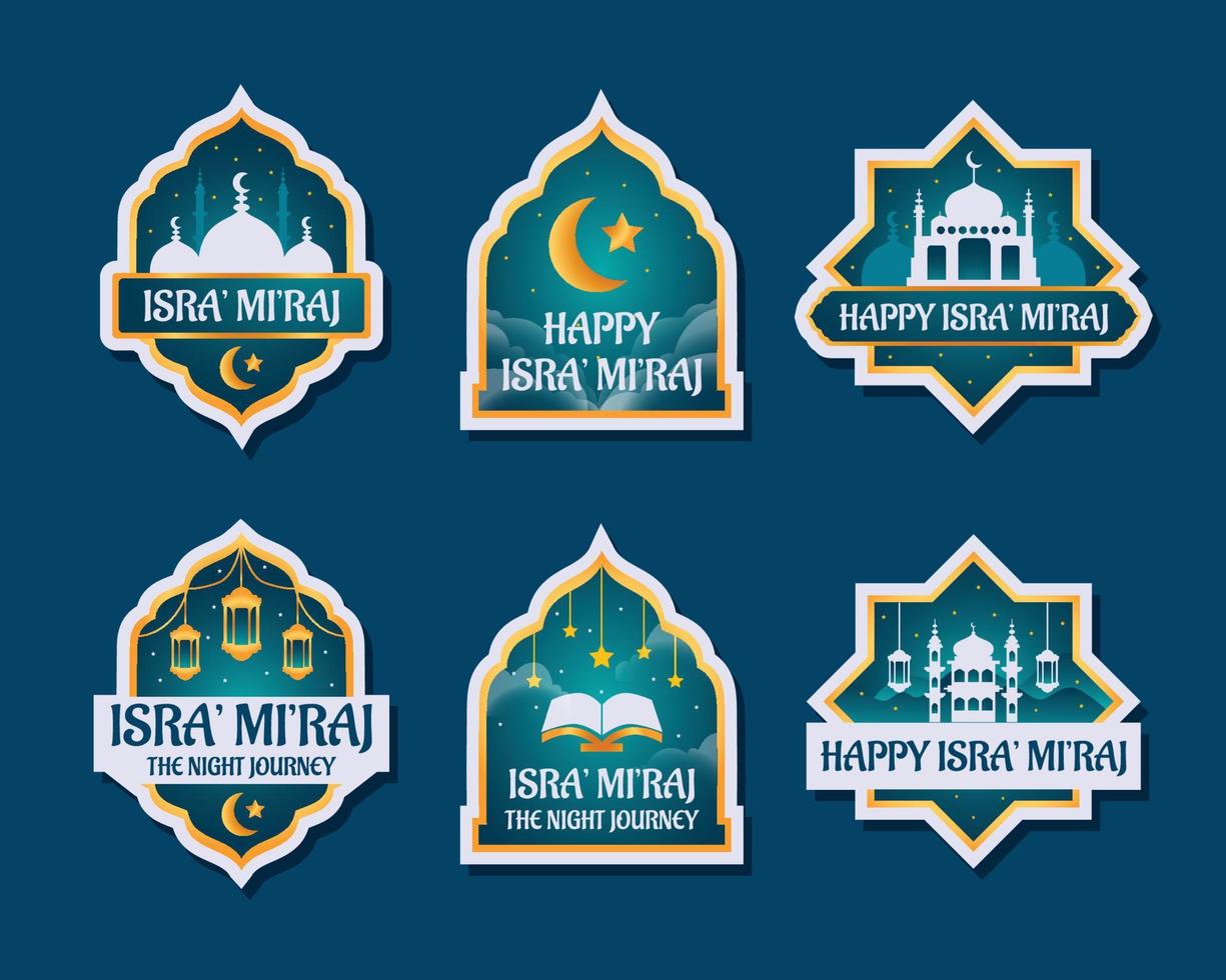 Isra Miraj Islamic Stickers vector