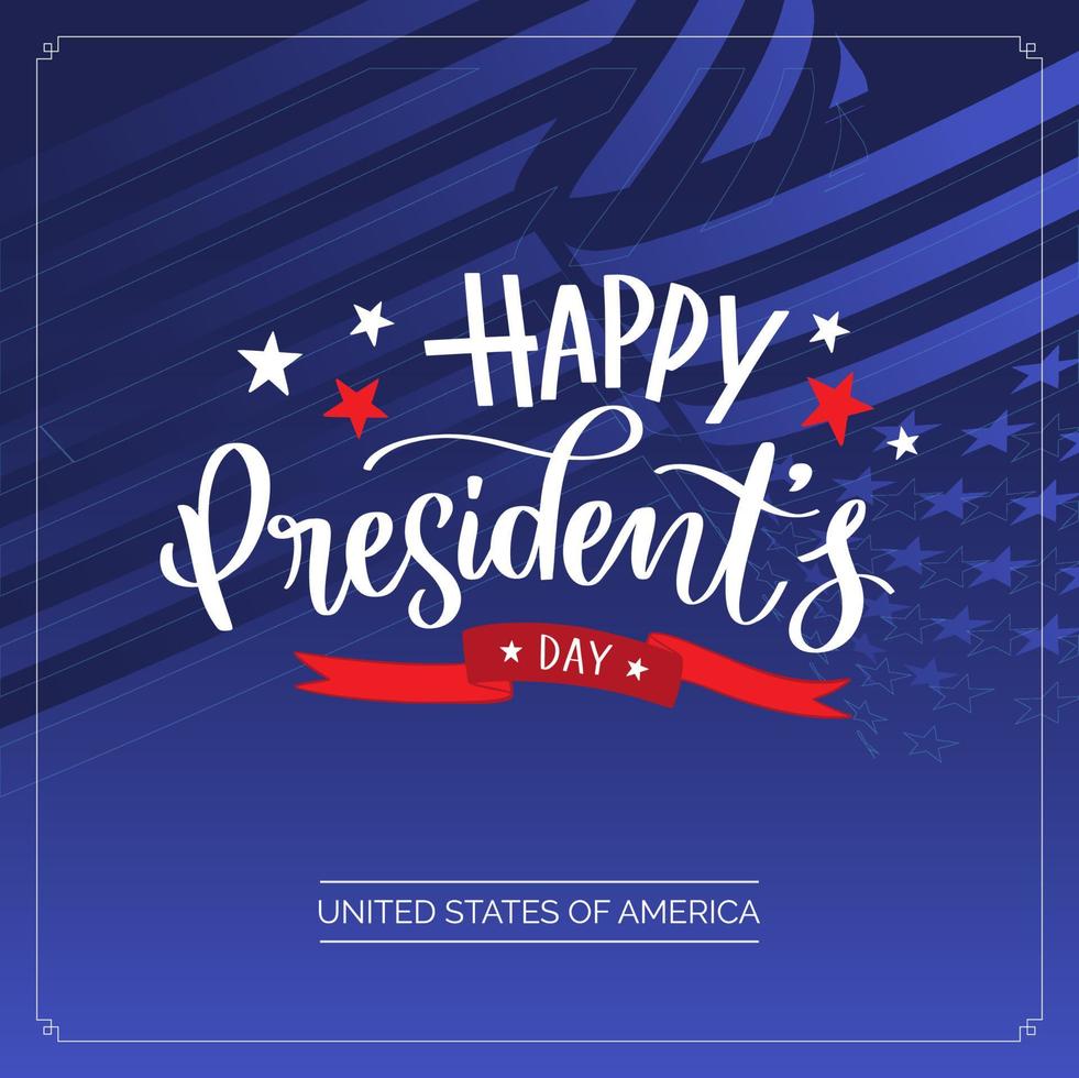 Happy Presidents Day in USA celebrate design with waving United States of America national flag. Vector illustration.