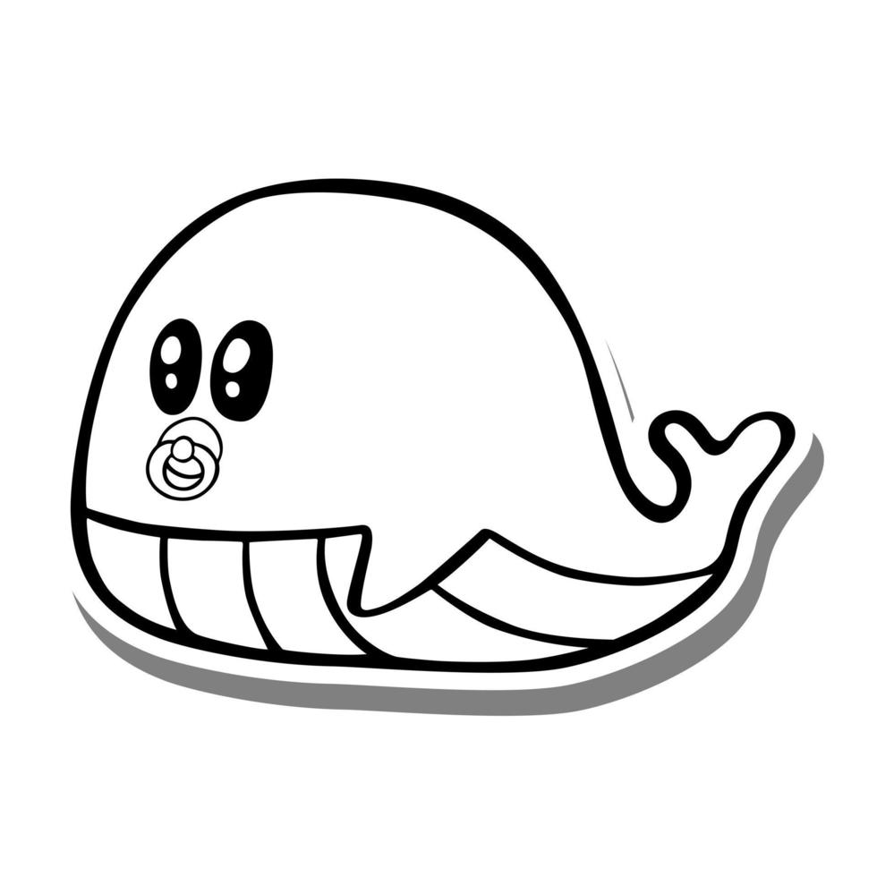 Monocromo de ballena bebé de dibujos animados lindo. garabato en silueta  blanca y sombra gris. ilustración vectorial sobre animales acuáticos para  cualquier diseño. 5735413 Vector en Vecteezy