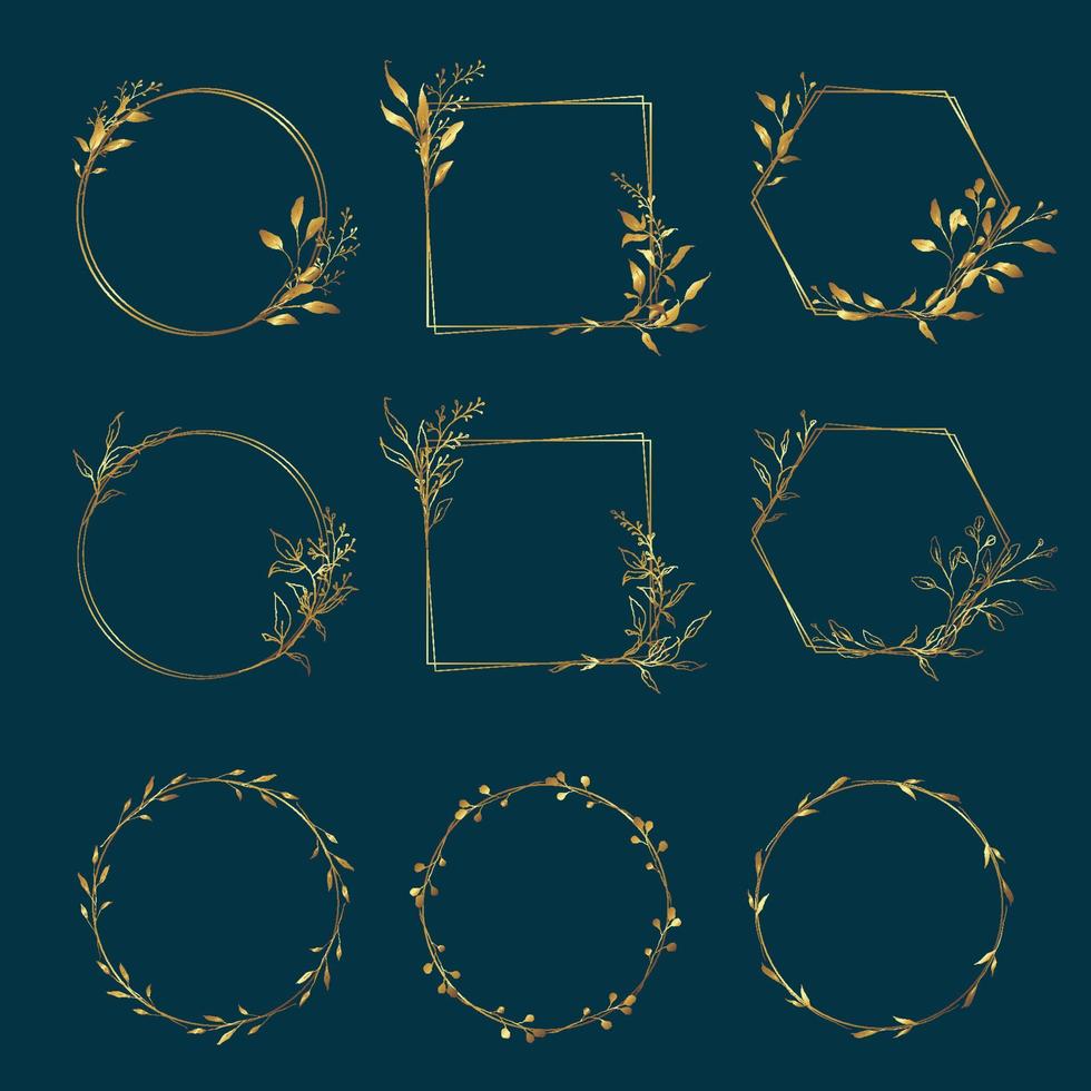 diseño minimalista de corona botánica de invitación de boda. plantilla vectorial con elementos de adorno de florituras. vector