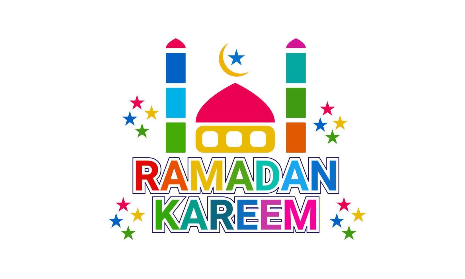 Ramadan Kareem greeting card design with half moon and mosque . sale for kids fashion item. vector illustration design