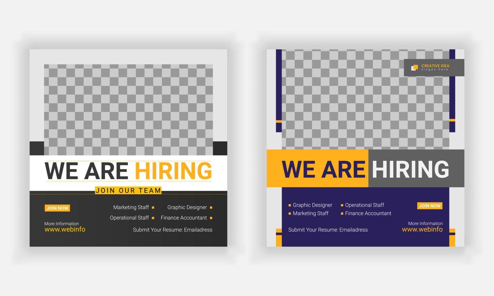 WE ARE HIRING SOCIAL MEDIA POST DESIGN. vector