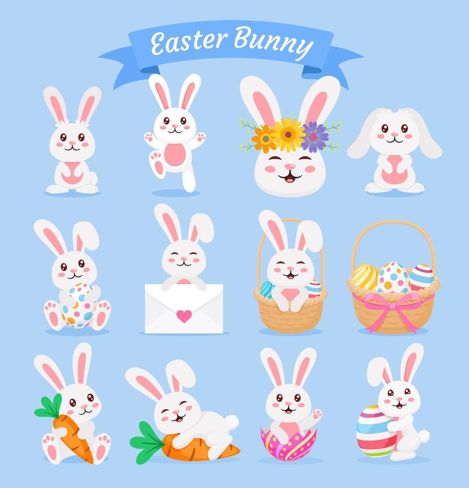 Easter bunny rabbit vector illustrations