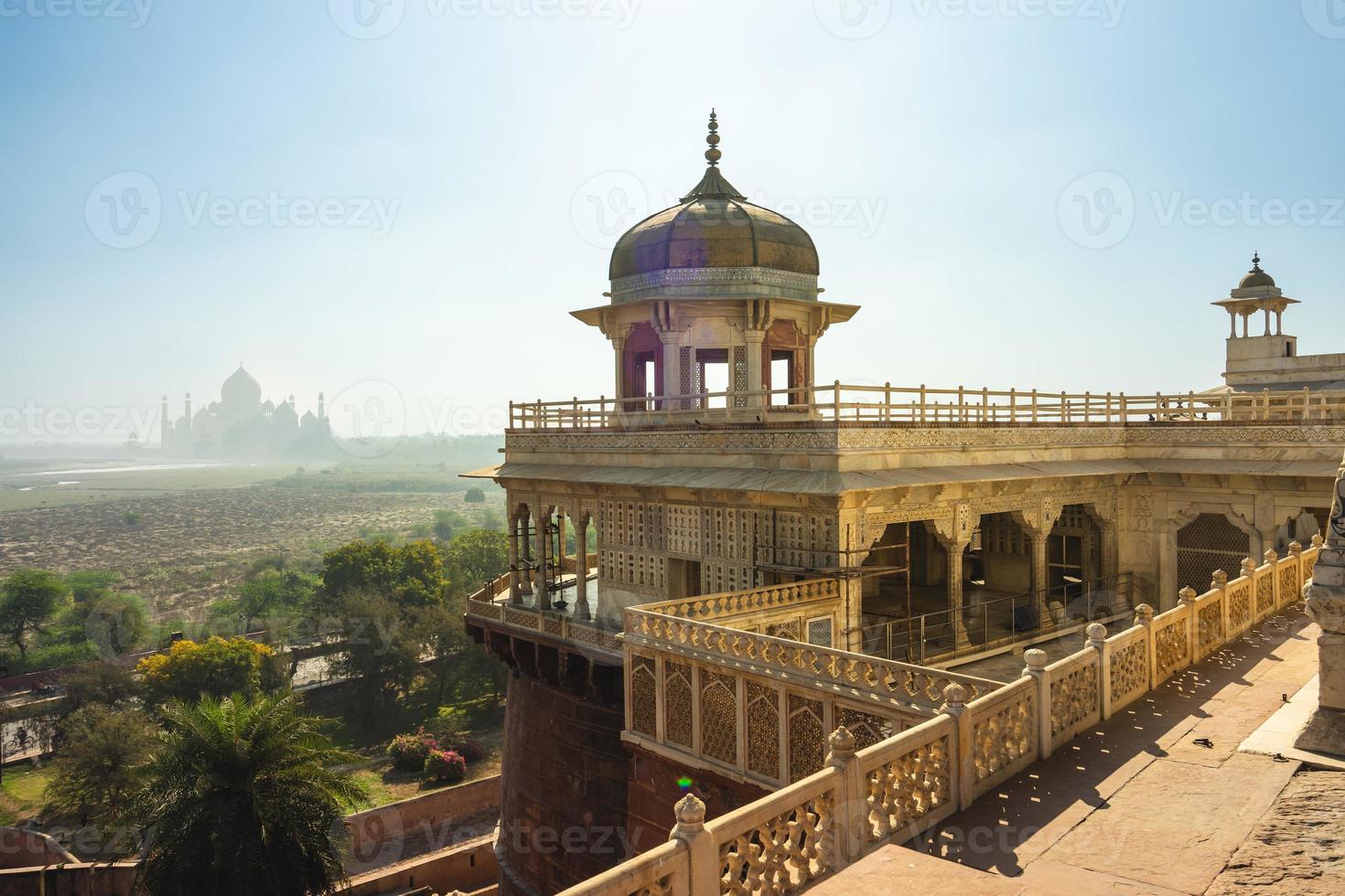 Taj Mahal view over Agra Fort in agra, india photo