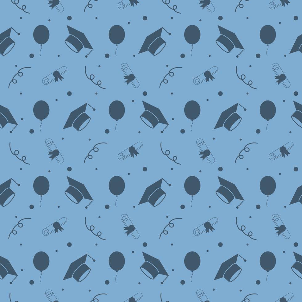 Seamless Background of Graduation Caps and Diplomas Pattern vector