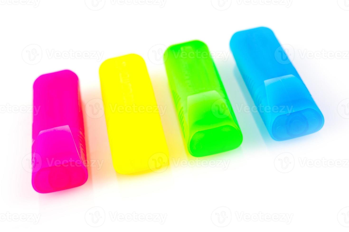Colored highlighters Markers isolated on white photo