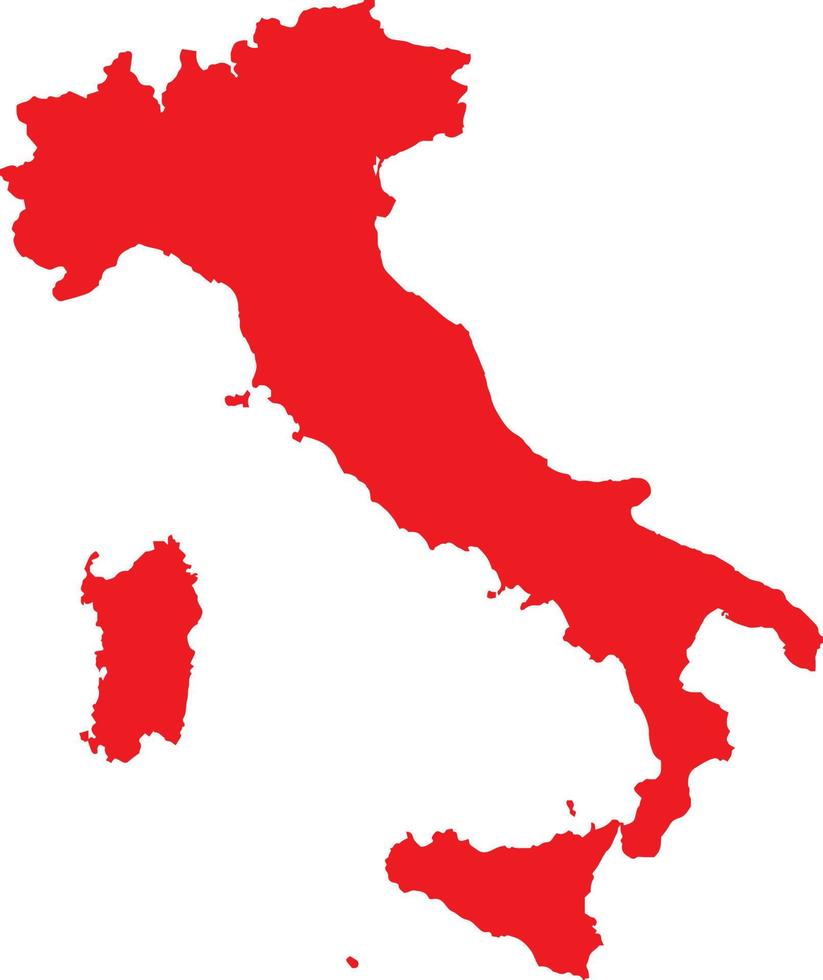 mapa de contorno de italia de color rojo. mapa político italiano. vector