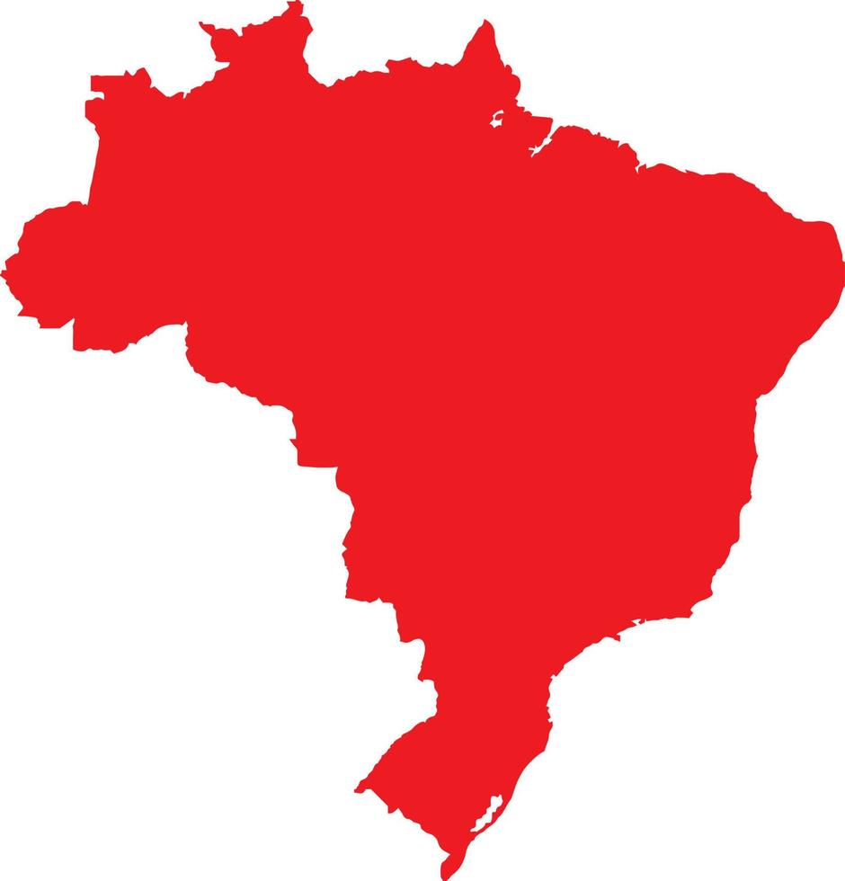 mapa de contorno de brasil de color rojo. mapa político brasileño. ilustración vectorial vector