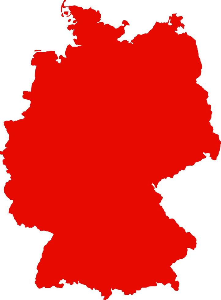 Red colored Germany outline map. Political german map. Vector illustration