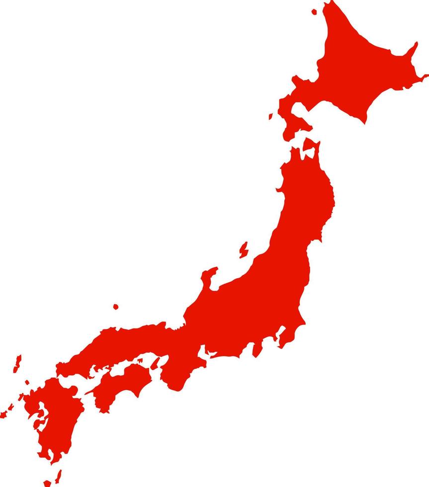 mapa de contorno de japón de color rojo. mapa político japonés. vector