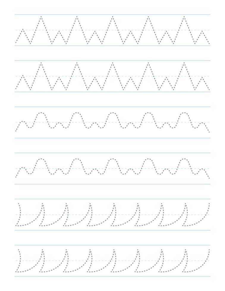Trace shapes worksheet for kids vector