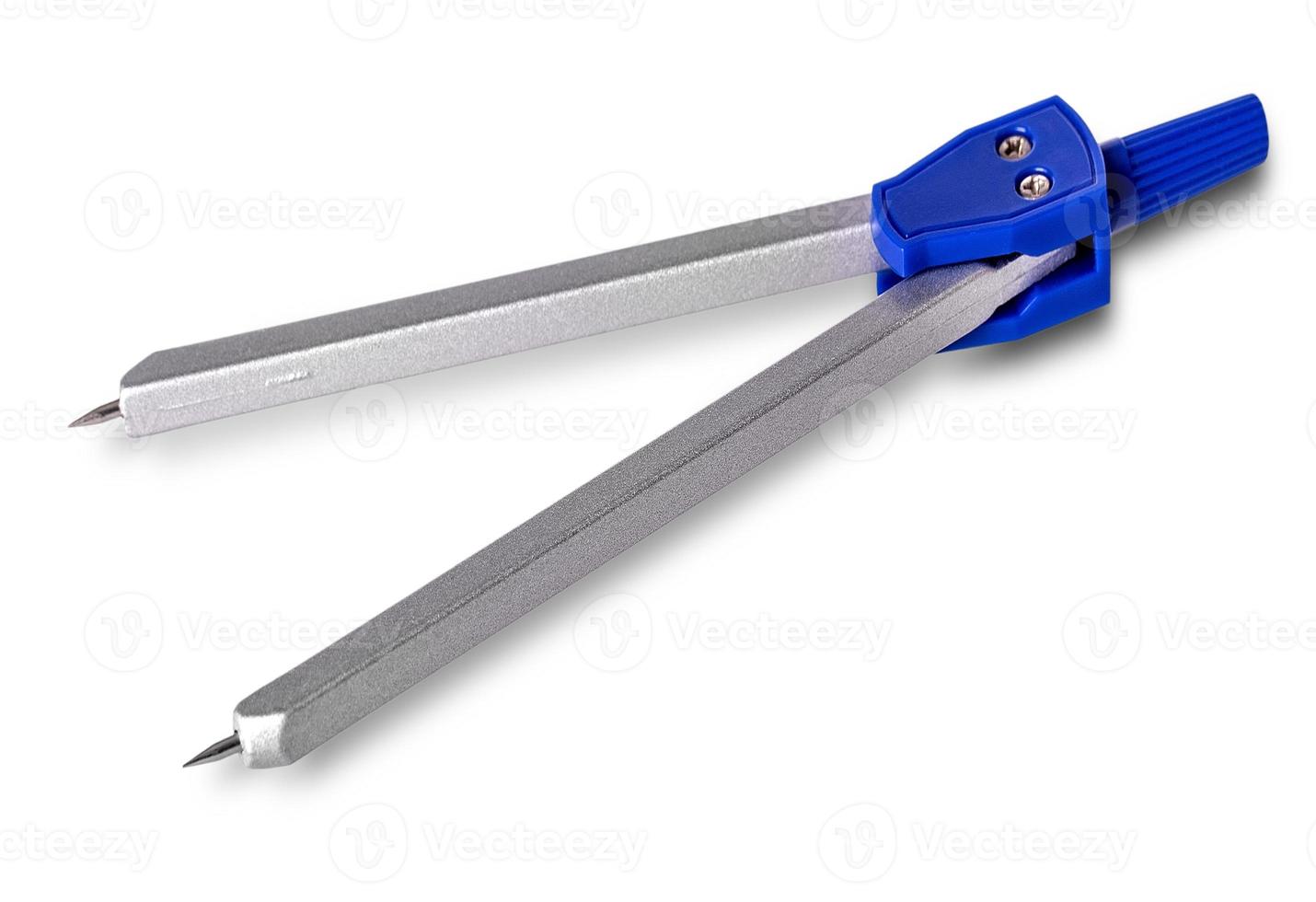 The metal compasses for drawing, isolated on white background. Hand delimiters, tool draftsman photo