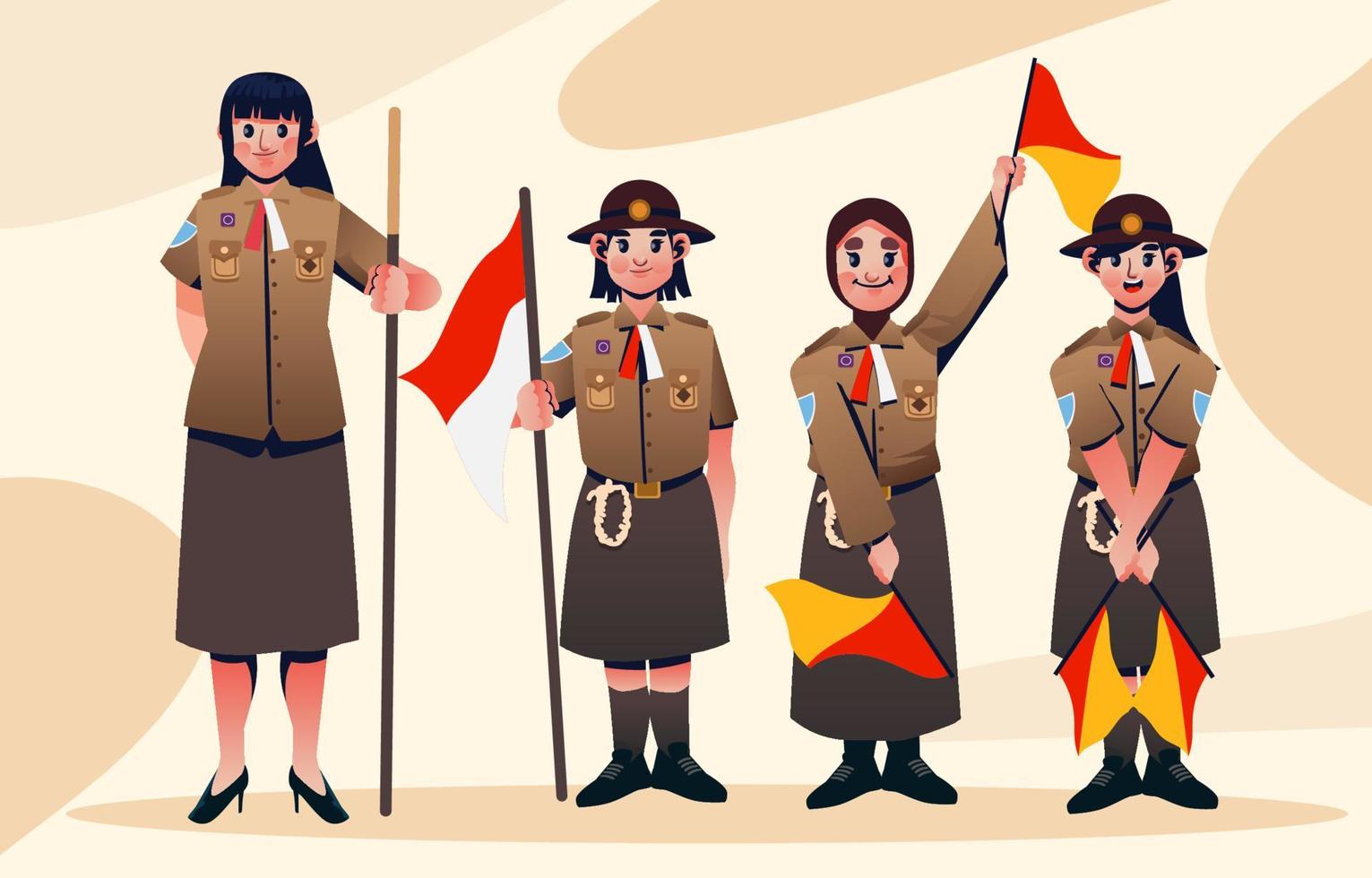 Scout Girl Day Character Concept vector