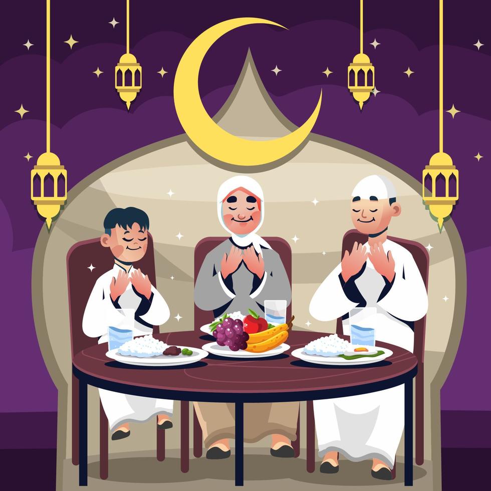 Family Iftar Ramadhan Fasting Month vector