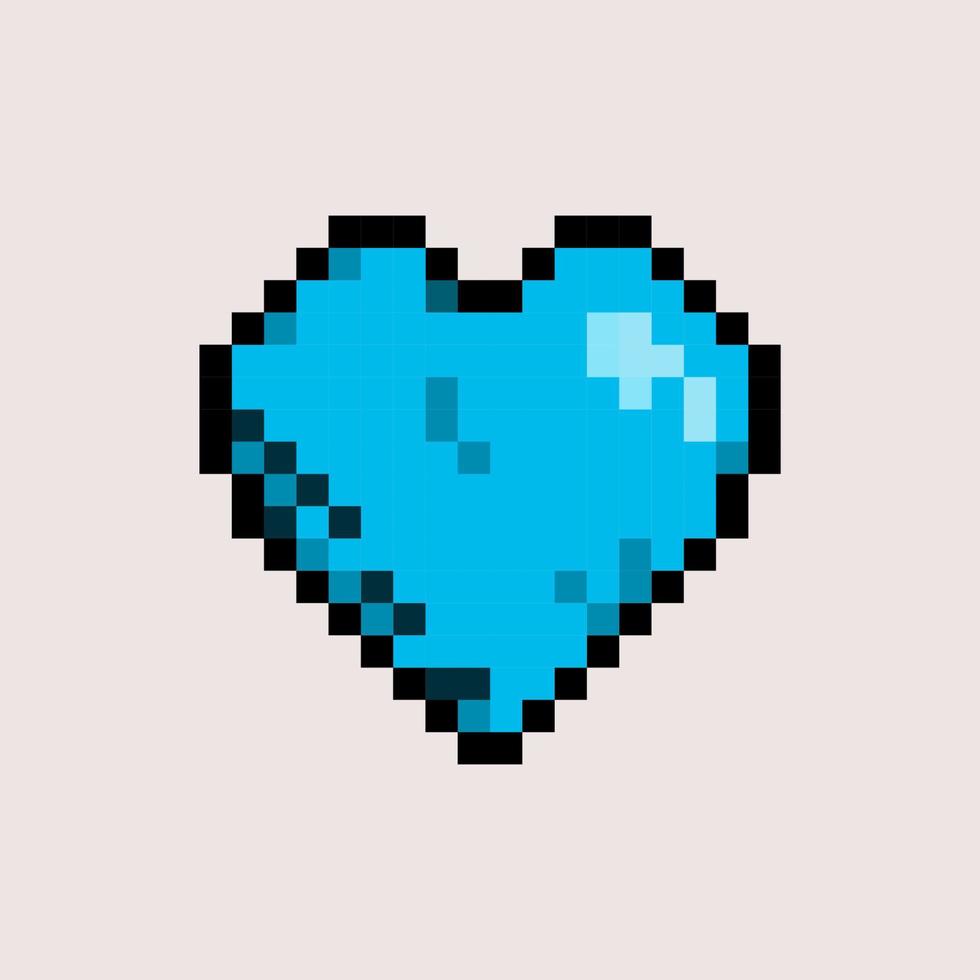 pixel heart principal color azul, pixel art vector