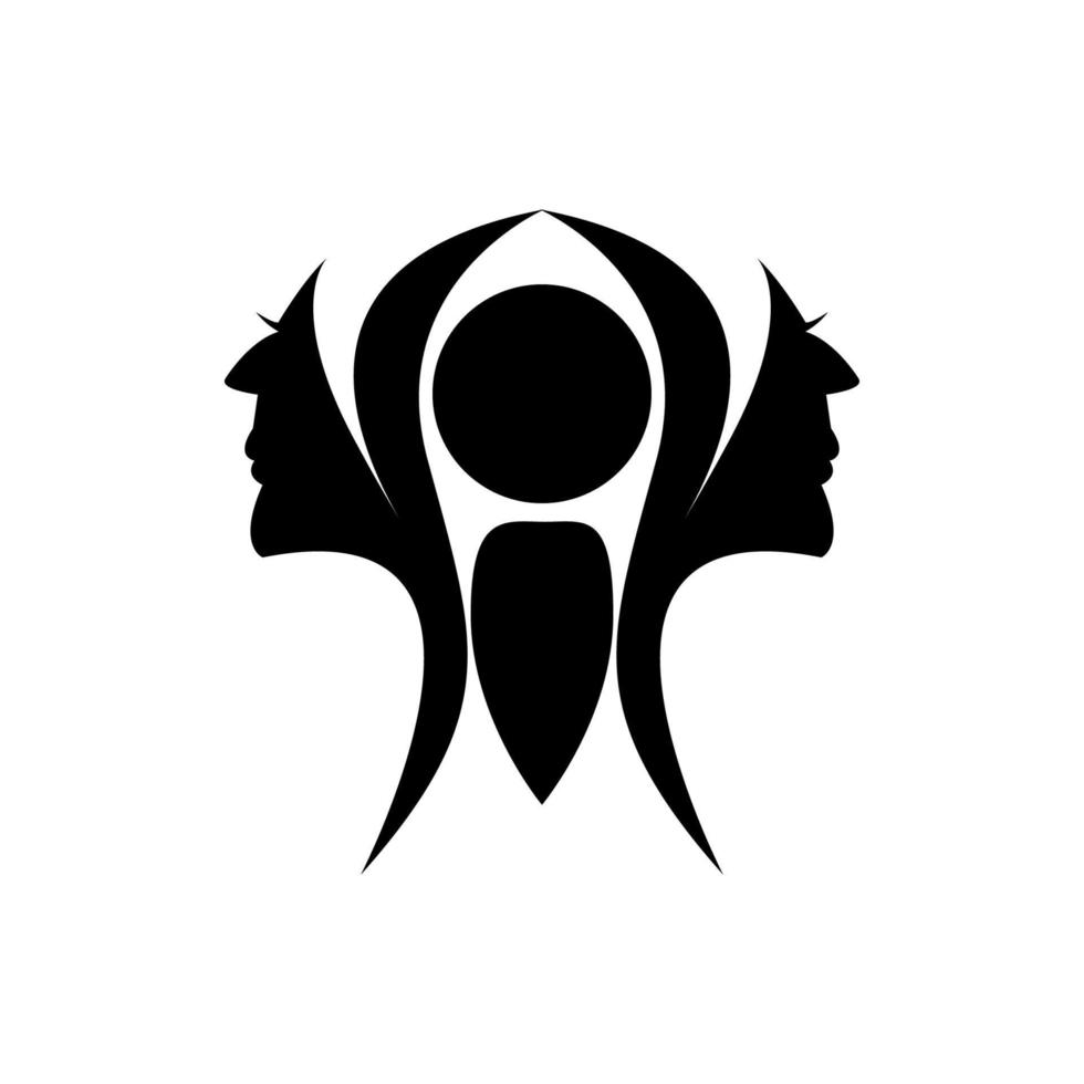 logo of women's faces turning to each other bordered by circle vector