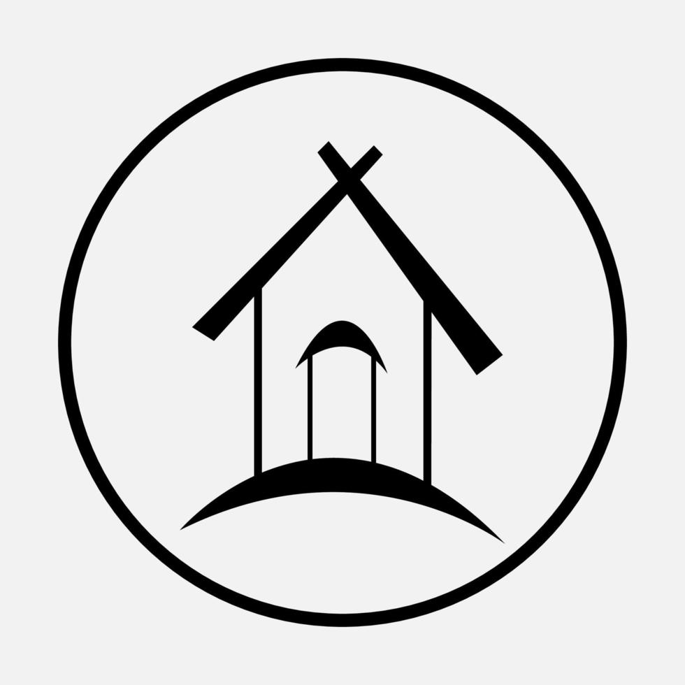circle house icon logo vector