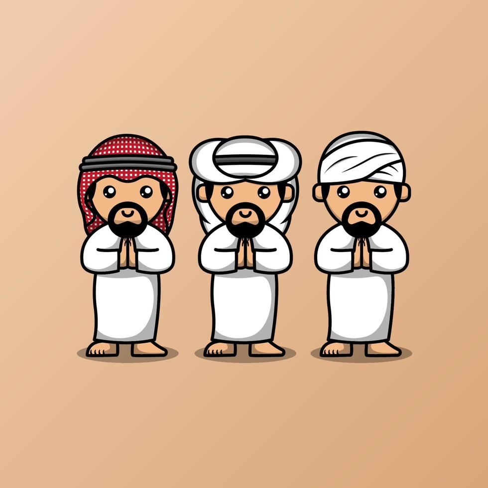 Ilustración de vector de colección de personajes de hombre árabe lindo