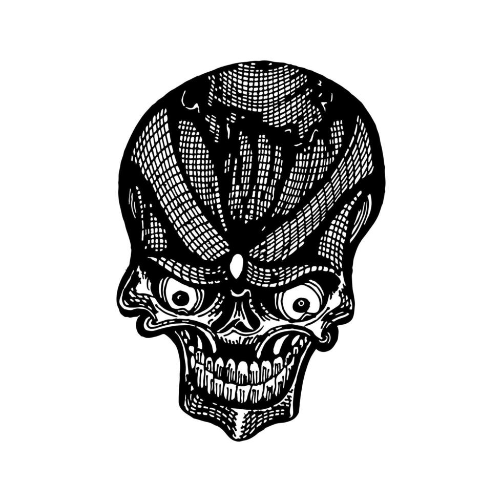 Hand Drawn Black Skulls Vector Illustration
